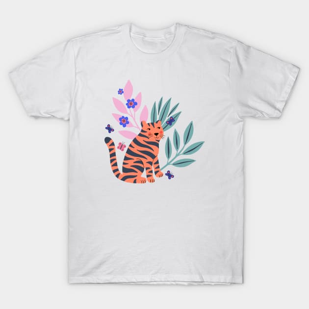 Tiger and Butterflies T-Shirt by Rebelform